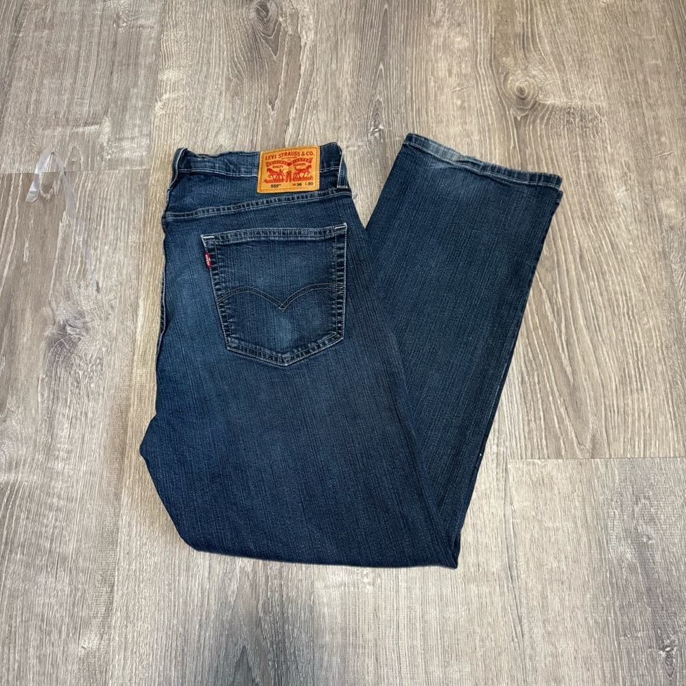 Levi’s 559 Relaxed Straight Leg Denim Blue Jeans Tag 36x30 (36x29) 100% Cotton
